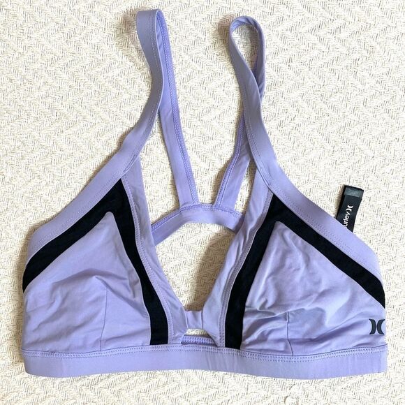 HURLEY Purple and Black Sporty Bikini Top - Size Small - Picture 1 of 6